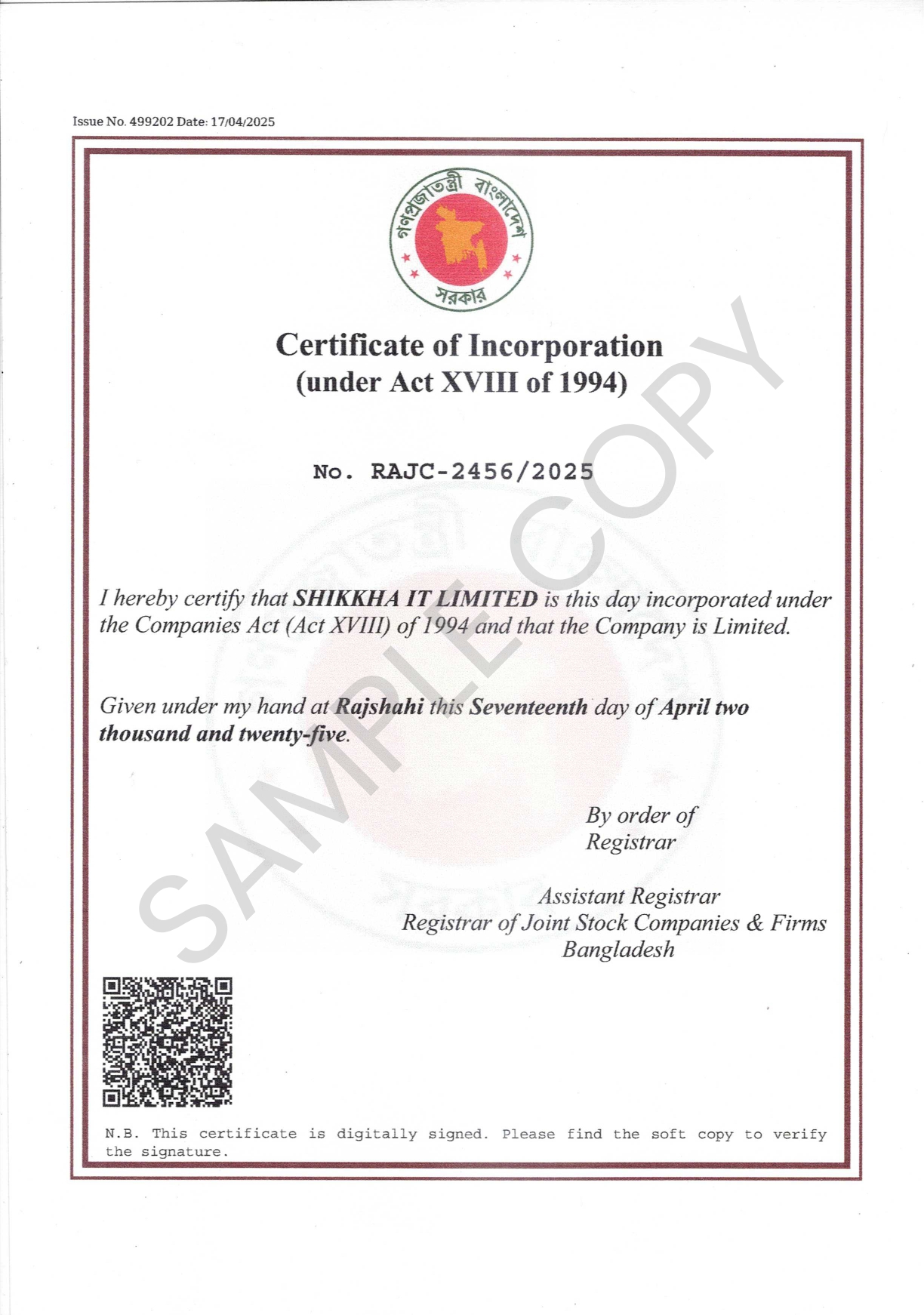 Certificate of Incorporation